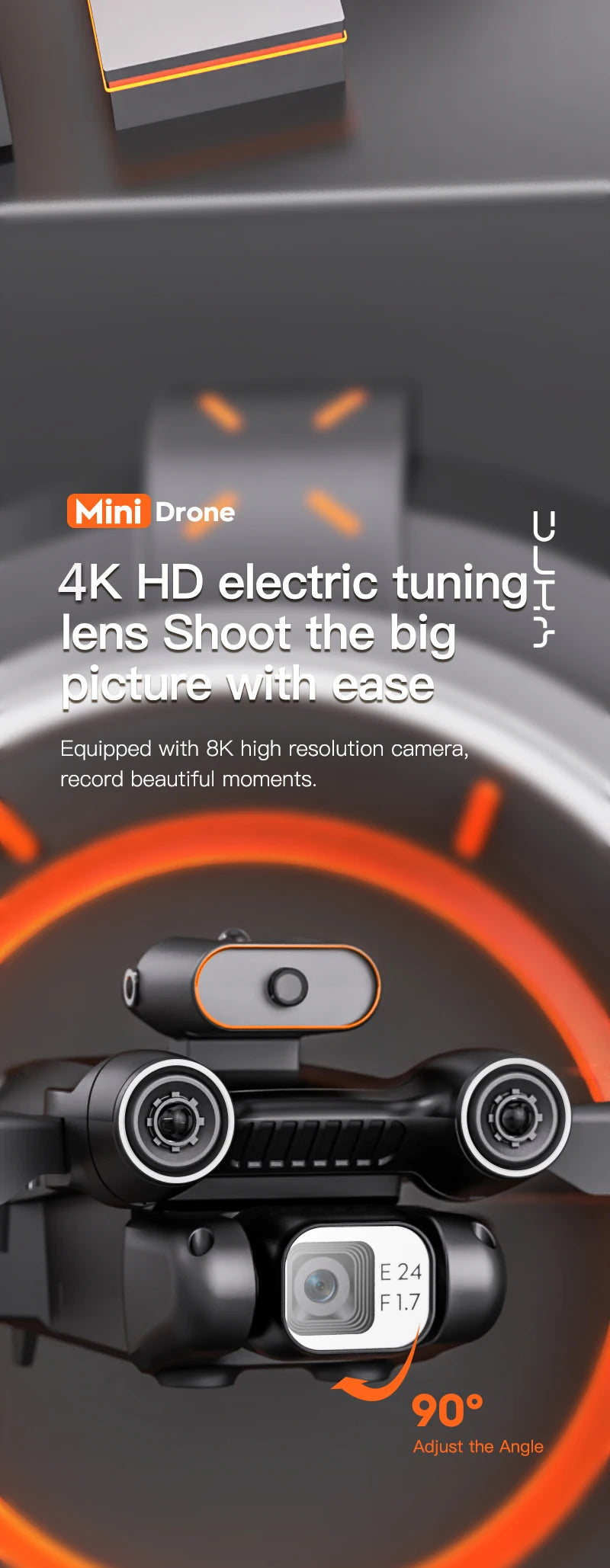 P12 Drone, mini drone 4k hd electric tuning_ 2 lens shoot the