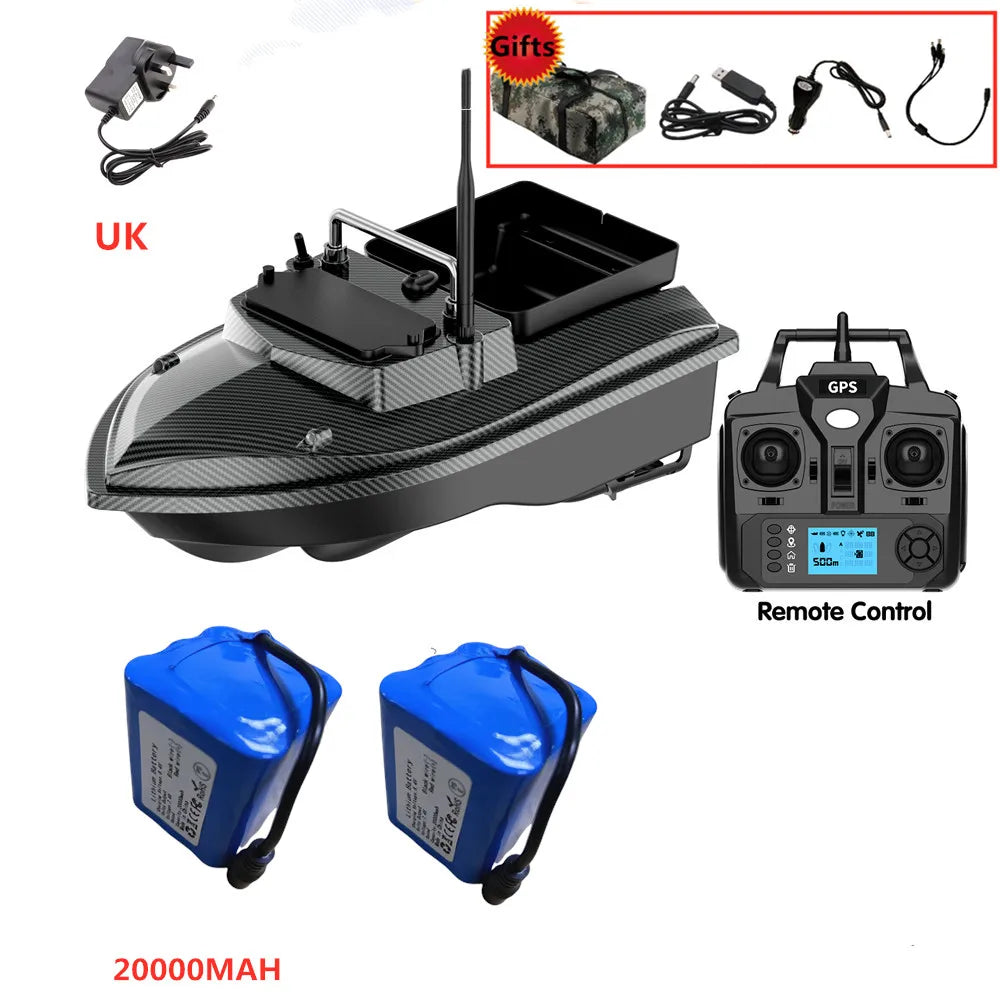 Tccicadas V060 GPS Fishing Bait Boat, GPS Fishing Bait Boat with Remote Control, Dual Batteries, and Accessories