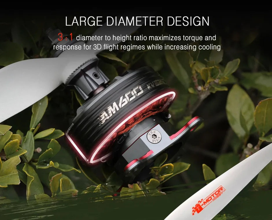 T-MOTOR AM600 Motors - AM Series 525KV Outrunner Brushless Motor For RC FPV Fixed Wing Drone Airplane Aircraft Qua 8 T-MOTOR, LARGE DIAMETER DESIGN 3 , 1 diameter to height ratio maximizes torque and