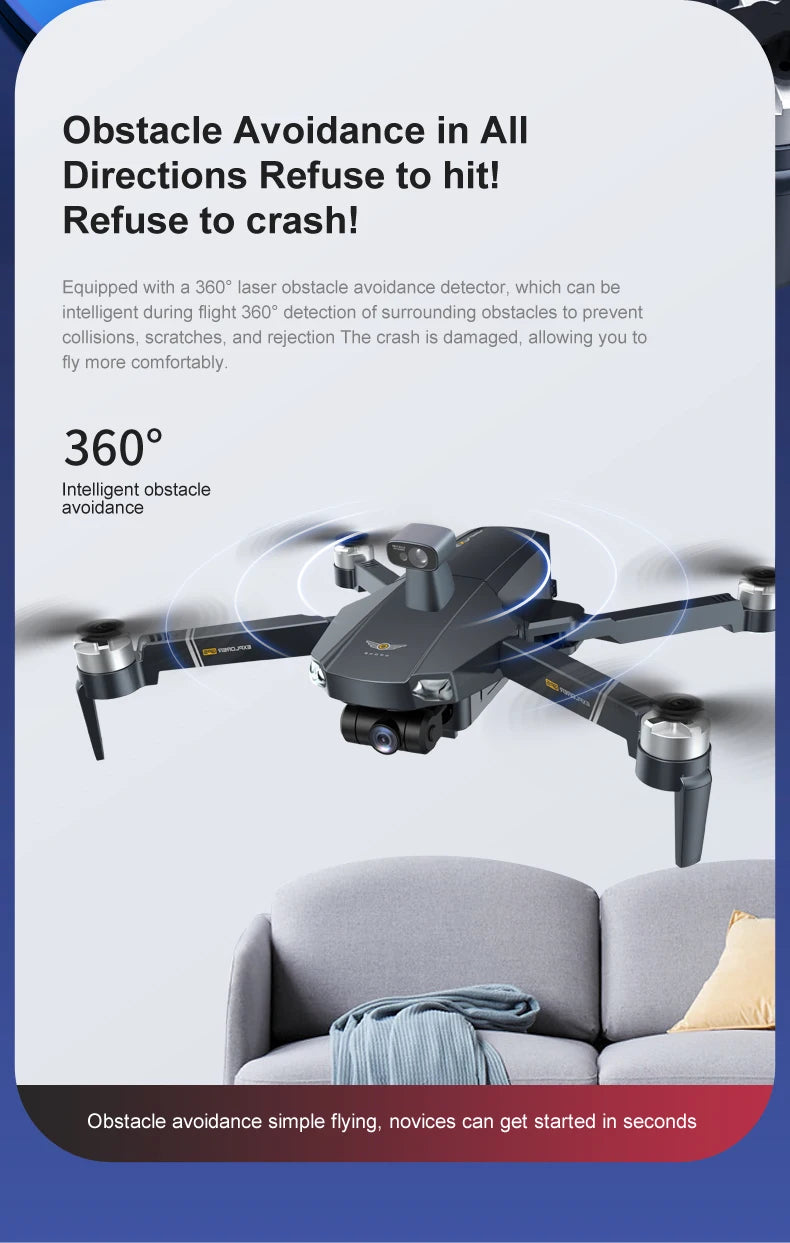 8819 Drone - 2023 NEW Drone Profesional Reperter GPS WIFI 3-Axis Gimbal Camera Helicopter Brushless Motor FPV 6K HD RC Quadcopter Aircraft Professional Camera Drone 29 8819 Drone, a 360" laser obstacle avoidance detector can be used to avoid