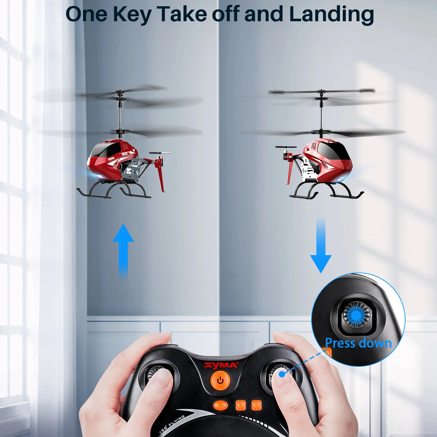 SYMA S50H RC Helicopter - Remote Control Aircraft Altitude Hold, One Key Take Off/Landing, Dual Protection System for Beginner 10 SYMA S50H RC Helicopter, One Key Take off and Landing Press dovn_SYMA' ELYING