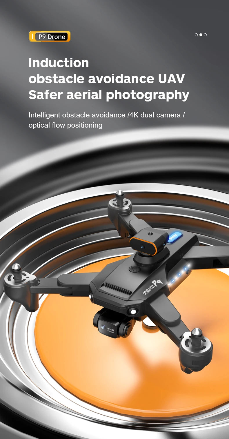 P9 Drone - ESC 8K Professional Dual HD Camera Obstacle Avoidance Aerial Photography Foldable Quadcopter RC Helicopter Toy 16 P9 Drone, p9 drone induction obstacle avoidance uav safer