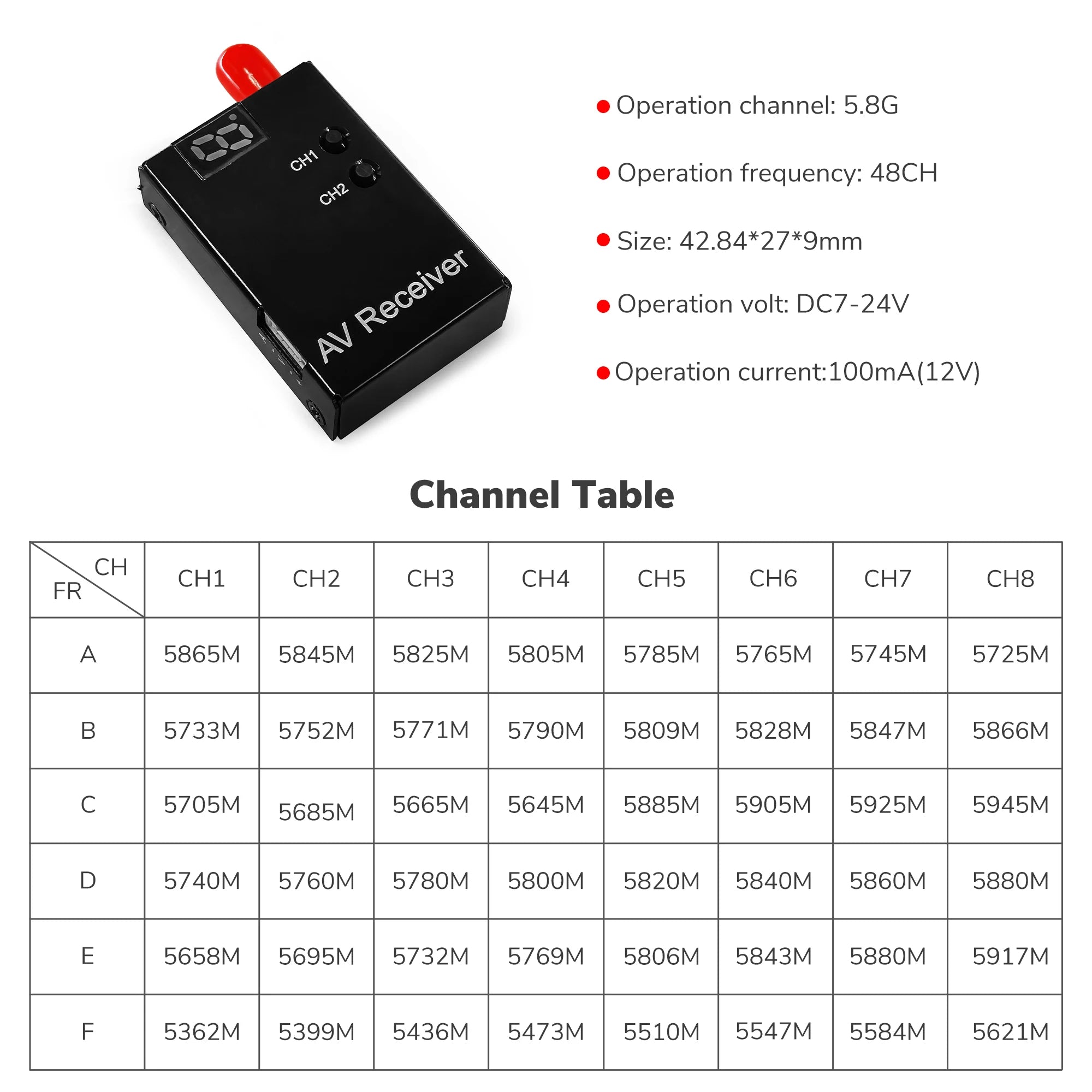 Radiolink EWRF 708R Receiver - 5.8G 48CH Wireless Audio/Video FPV Receiver Module for RC8X Transmitter 11 Radiolink EWRF 708R Receiver, default transmission power is 25mw to oversea .