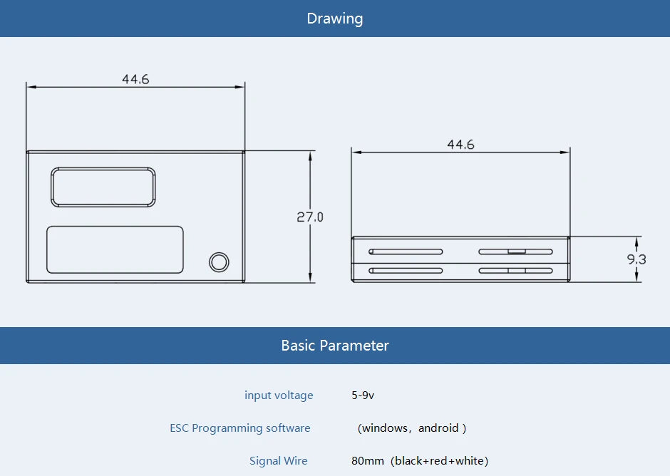 T-MOTOR AM LINK ESC, basic parameter input voltage 5-9v ESC Programming software (windows_ android)