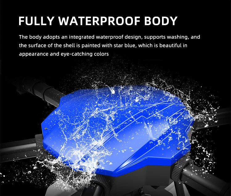 EFT E620P 20L Agriculture Drone, the body adopts an integrated waterproof design, supports washing . the surface of the shell is
