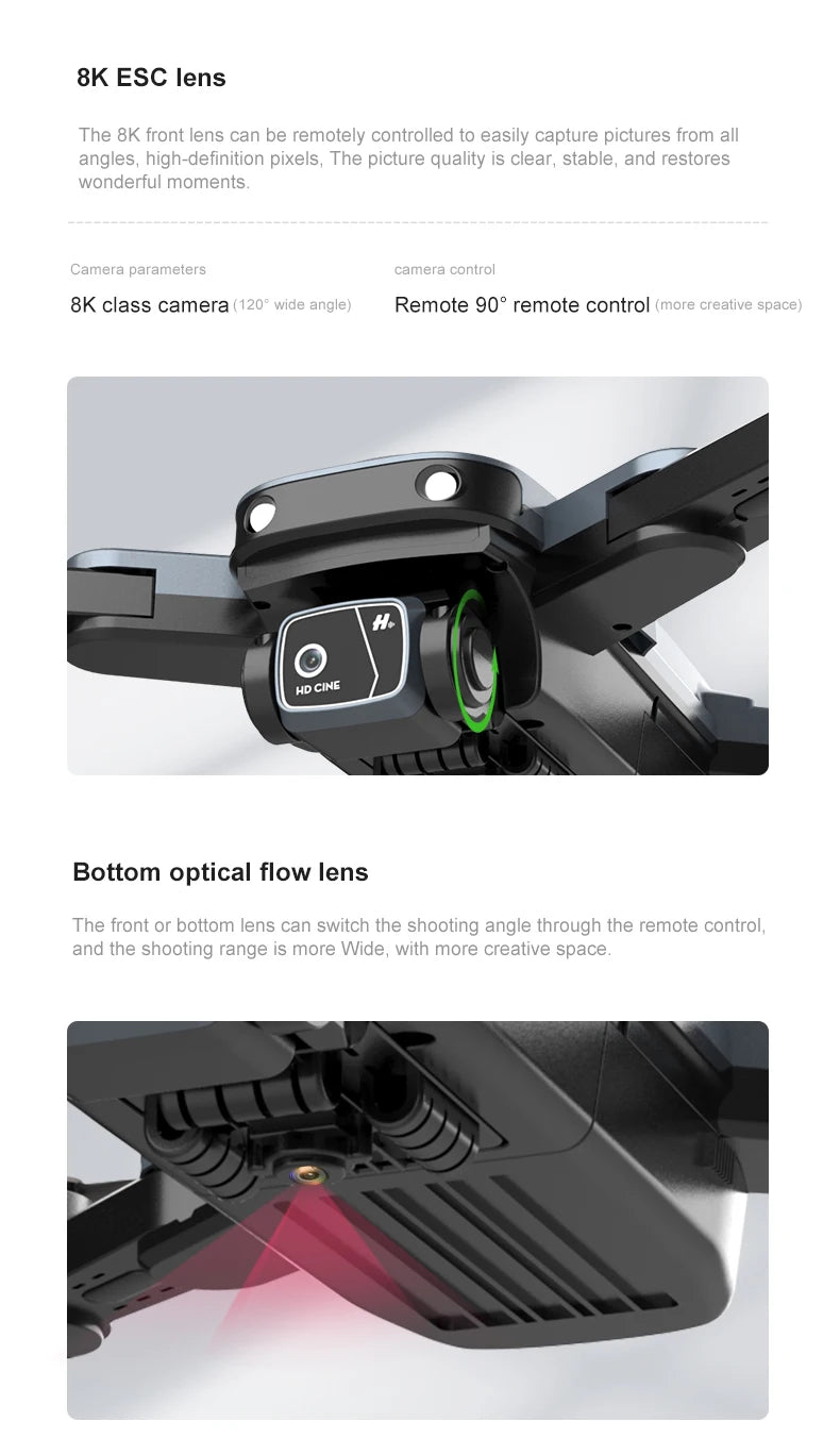 LU10 Drone - 4K Camera Brushless Auadcopter Optical Flow WIFI Remote Control Profesional Foldable Quadcopter Toy Gift 32 LU10 Drone, 8k front lens can be remotely controlled to easily capture pictures from all