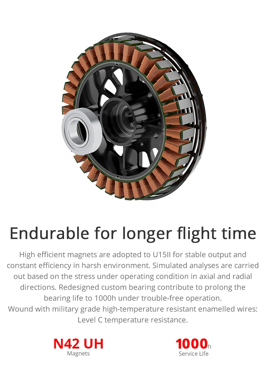 T-MOTOR U15II KV100/KV80 36KG Thrust Motor UAV Propeller Heavy Lift Drone Flame 200A ESC,Flame 180A ESC G40x13.1 Prop optional 10 T-MOTOR, high-efficiency magnets are adopted to U1SII for stable output and constant efficiency