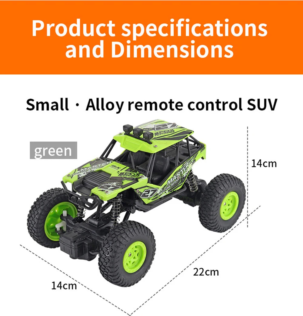 Product specifications and Dimensions Small Alloy remote control SUV green 14cm 22cm