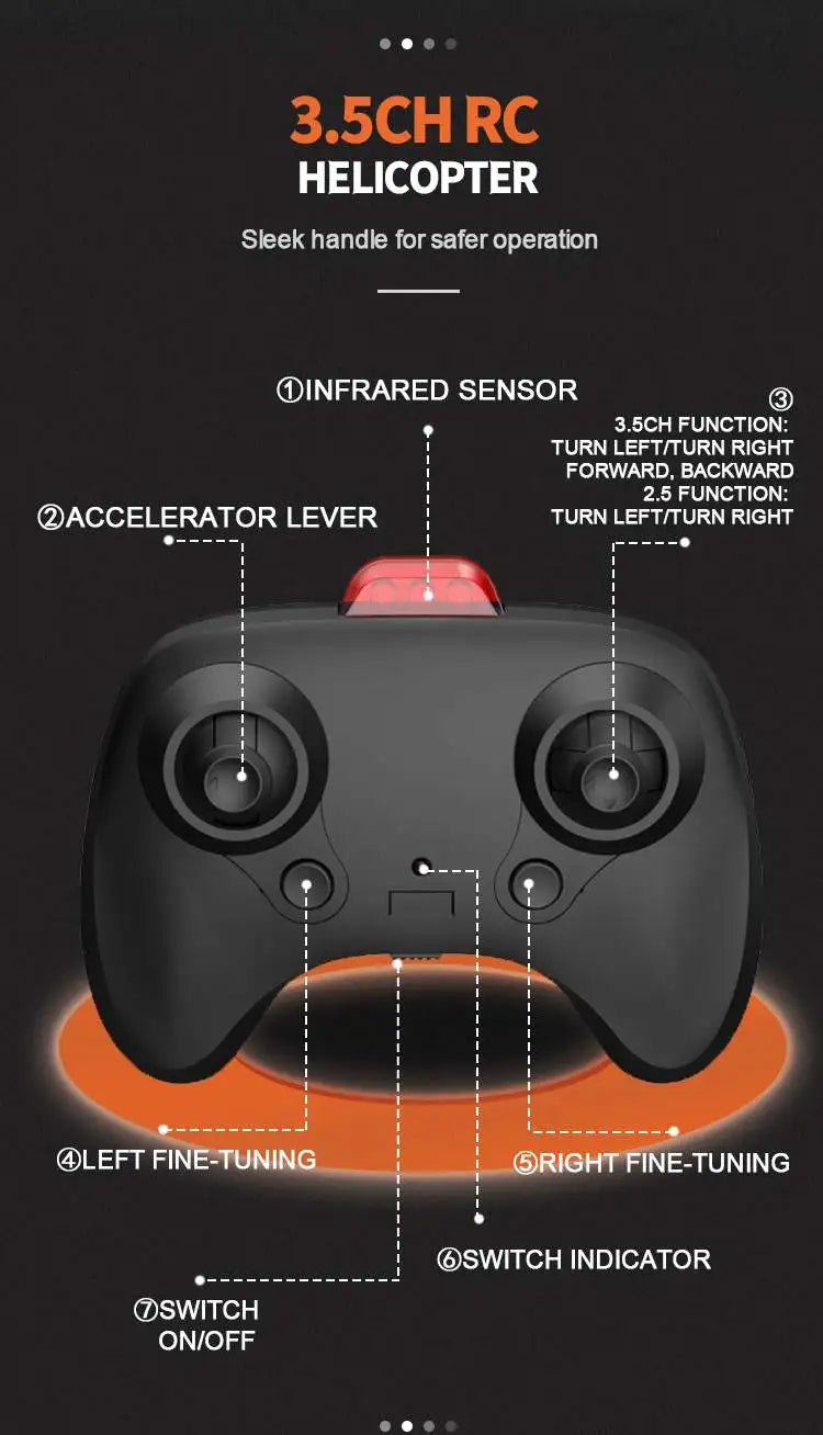 CX068 RC Helicopter, 3.5CHRC HELICOPTER Sleek handle for safer operation DINFRARED