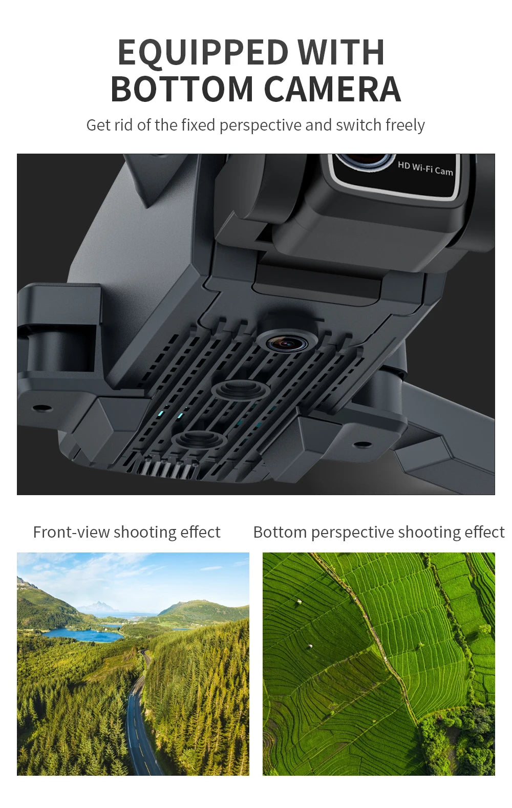 WYFA X3 Drone - GPS 6K HD EIS OAS Dual Camera Profesional Brushless Rc Anti-Shake Photography Foldable obstacle Drones For Gift Toy Professional Camera Drone 14 WYFA X3 Drone, EQUIPPED WITH BOTTOM CAMERA Get rid of the fixed perspective and switch