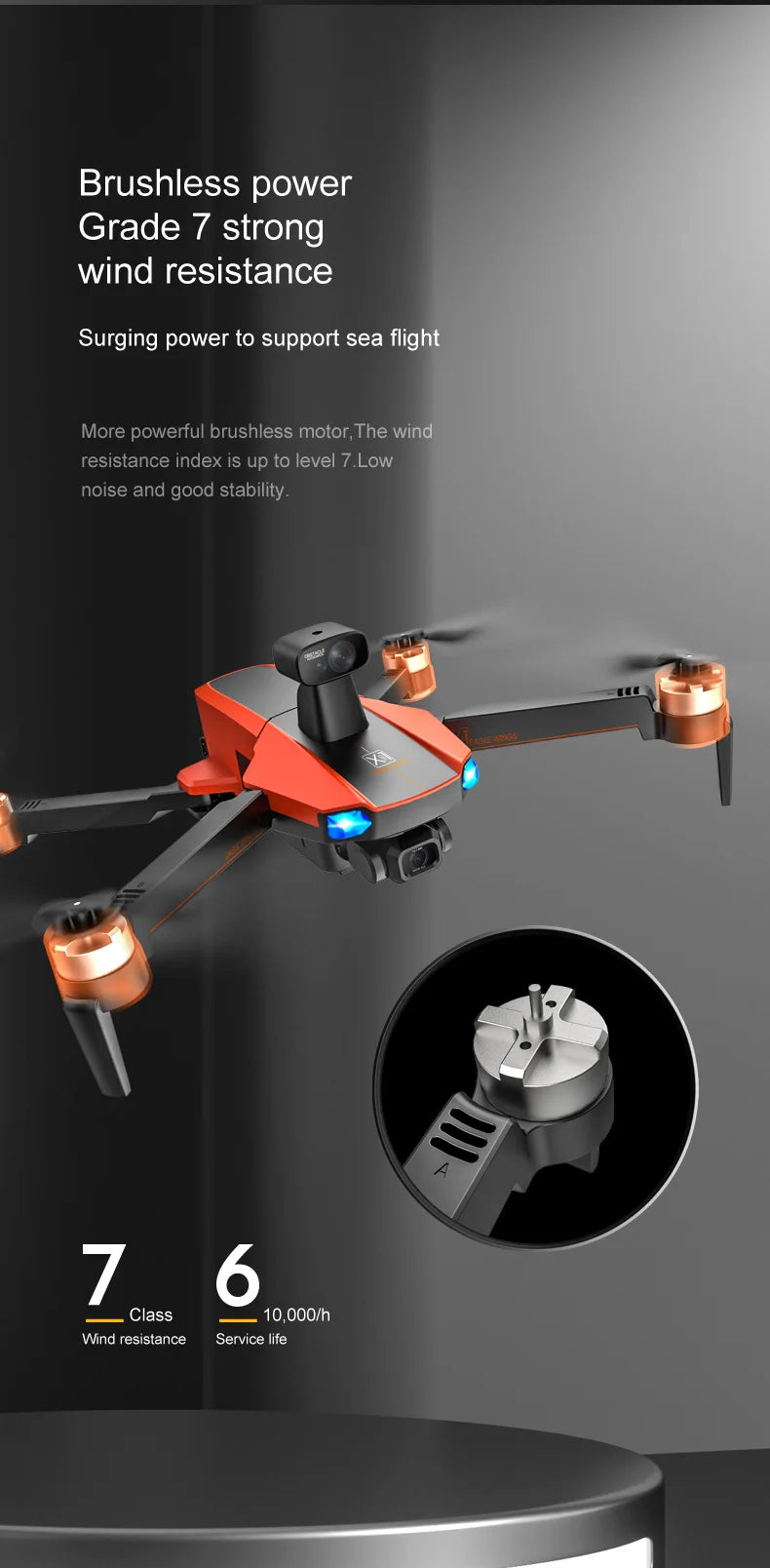 MS-712 Drone - GPS 5G 3-Axis Gimbal 8K HD UHD Camera Support TF Card Helicopter Brushless Motor FPV Quadcopter Aircraft Professional Camera Drone 41 MS-712 Drone, Brushless power Grade 7 strong wind resistance Surging power to support sea flight More powerful brushless