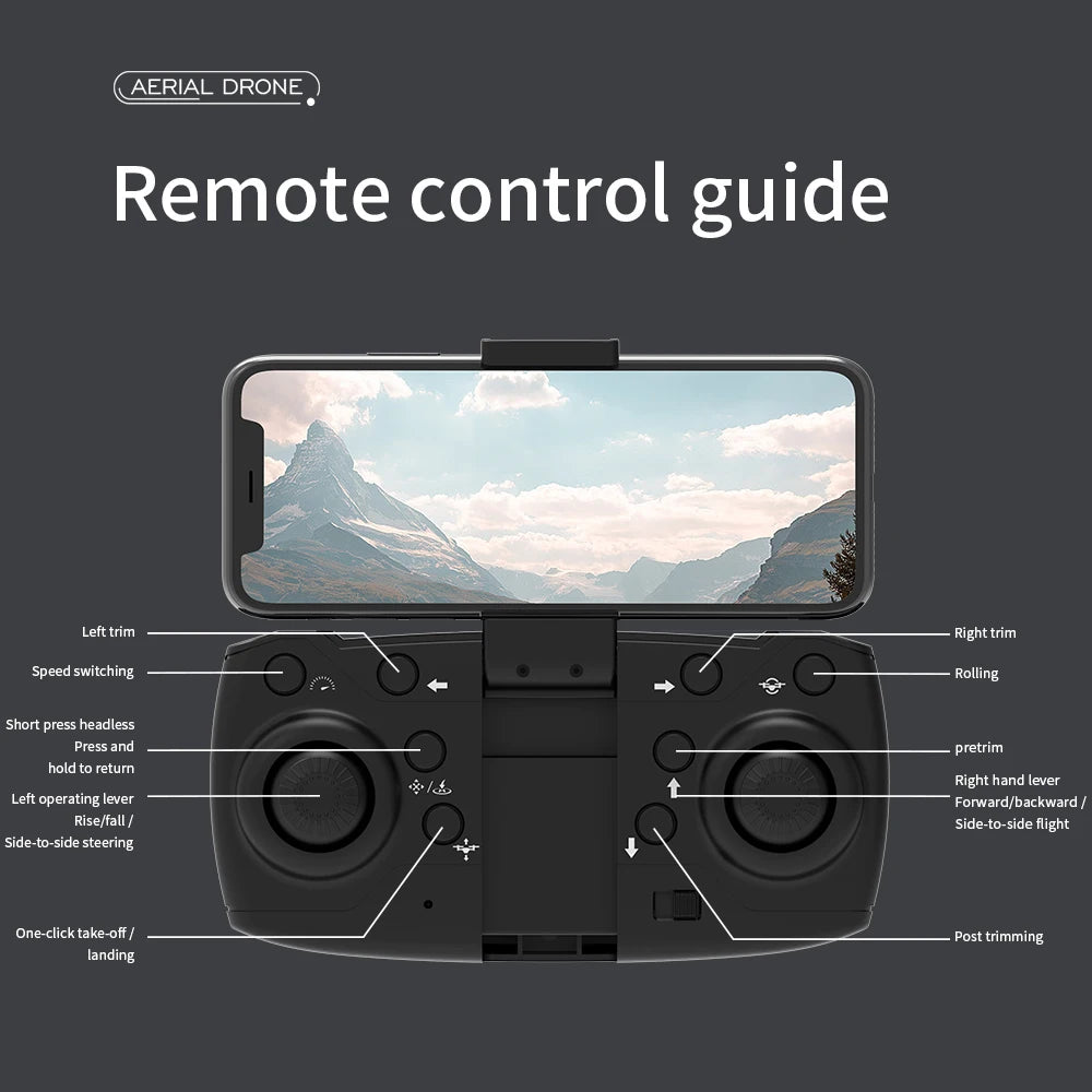 E88 MAX Drone 26 E88 MAX Drone, AERIAL DRONE Remote control guide Left trim Right trim Speed switching Rolling Short press