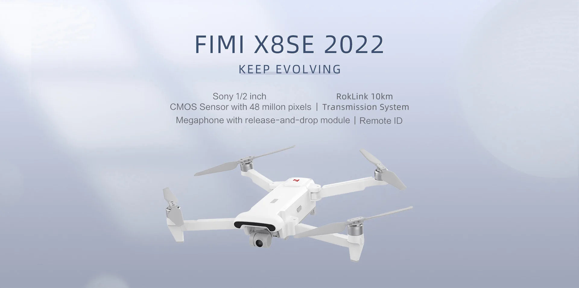 FIMI x8se 2022 V2 Camera Drone, Sony 1/2 inch RokLink 1Okm CMOS Sensor with 48 millon pixels 