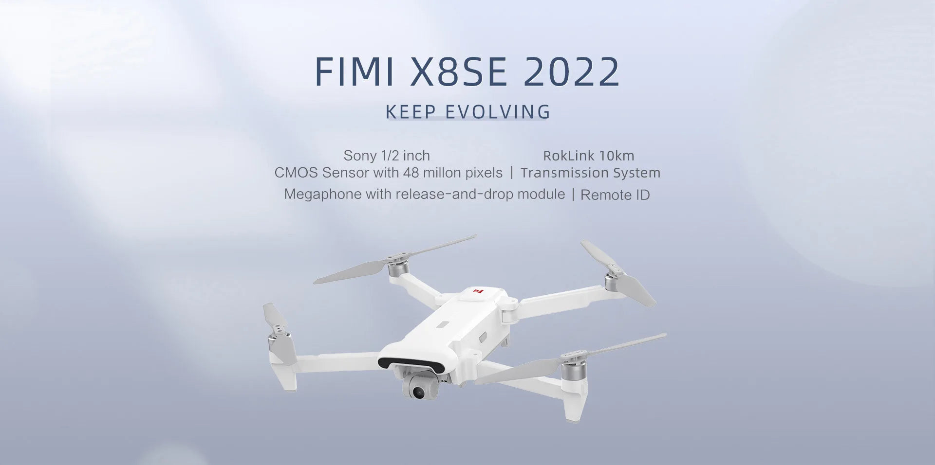 FIMI x8se 2022 V2 Camera Drone, Sony 1/2 inch RokLink 1Okm CMOS Sensor with 48 millon pixels