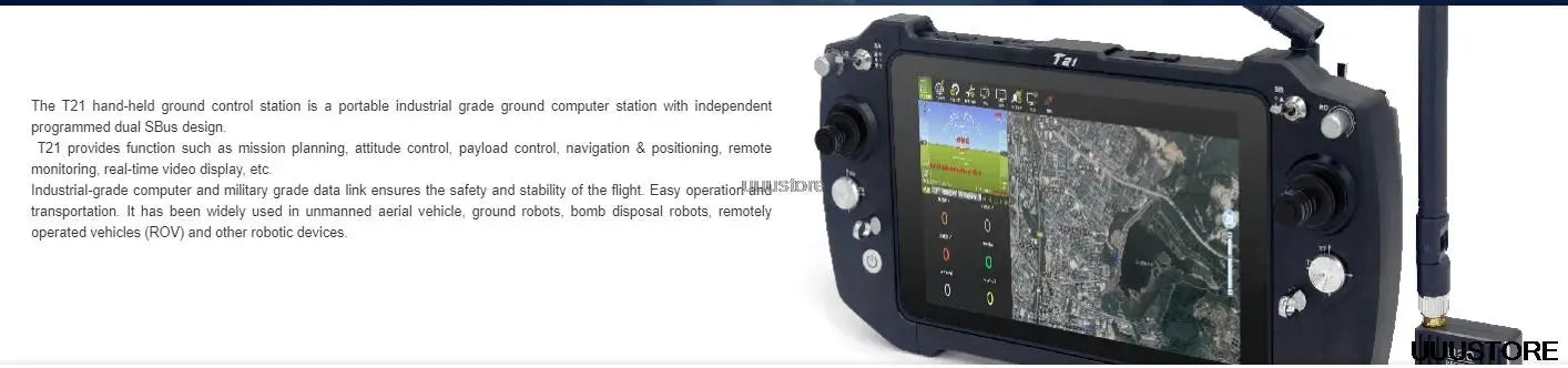T21 FPV Portable Ground Station, industrial-grade computer and military data link ensures the safety and stability of the flight operat