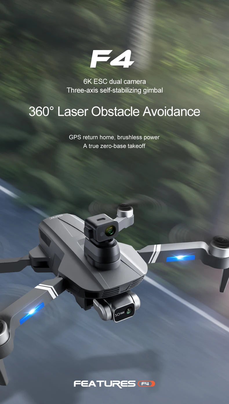 F4S Drone, Fa 6K ESC dual camera Three-axis self-stabilizing gimbal
