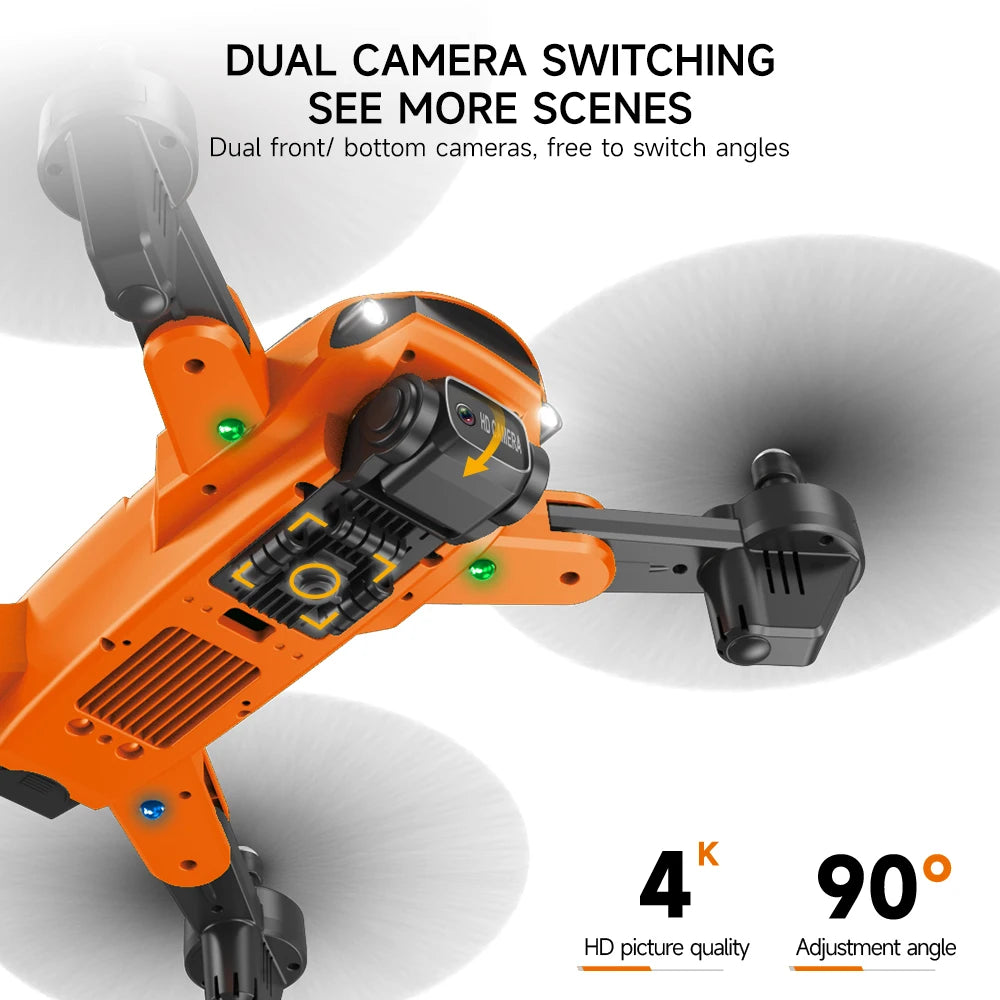 QJ F184 Drone - 4K Dual Camera WiFi FPV One Button Obstacle Avoidance Smart Follow 360° Quadcopter RC Helicopter Toy Gifts 17 QJ F184 Drone, dual camera switching see more scenes dual front/bottom cameras, free to