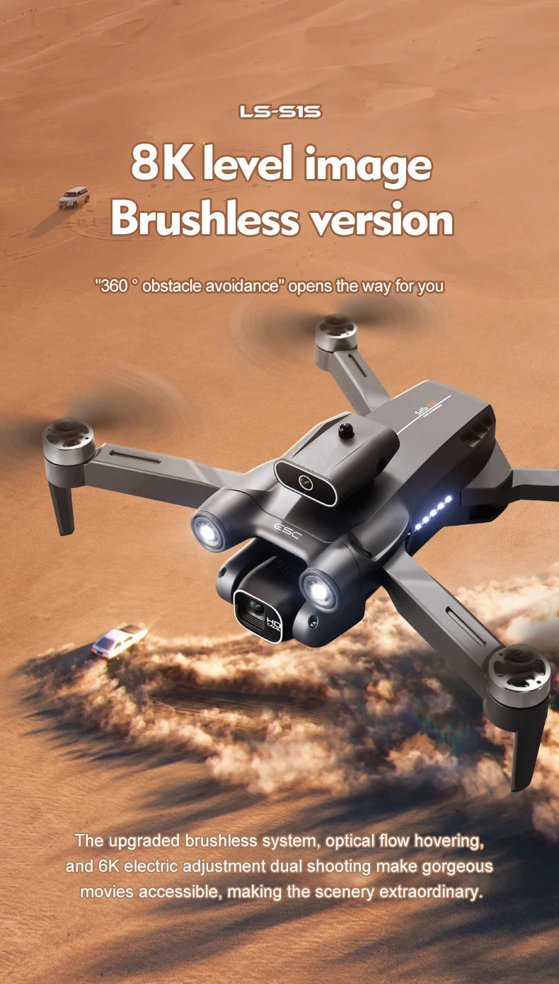 LSRC-S1S Drone - 2024 New RC Drone 145g 4K 8K HD Gimbal Anti-Shake Camera 360° Obstacle Avoidance One Key Takeoff Brushless Motor Quadcopter 16 LSRC-S1S Drone, ls-s1s 8k level image brushless version