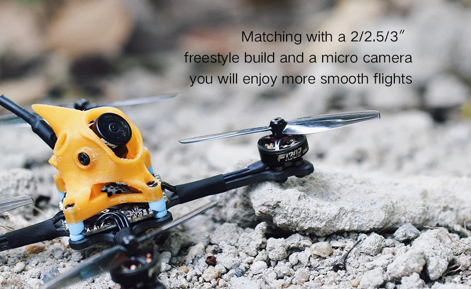 T-Motor F1203 7000KV Brushless Motor 5.25g 2-3S 192W Max Thrust 158g FPV motors 8 T-Motor, with a 2/2.5/3" freestyle build and a micro camera you will enjoy