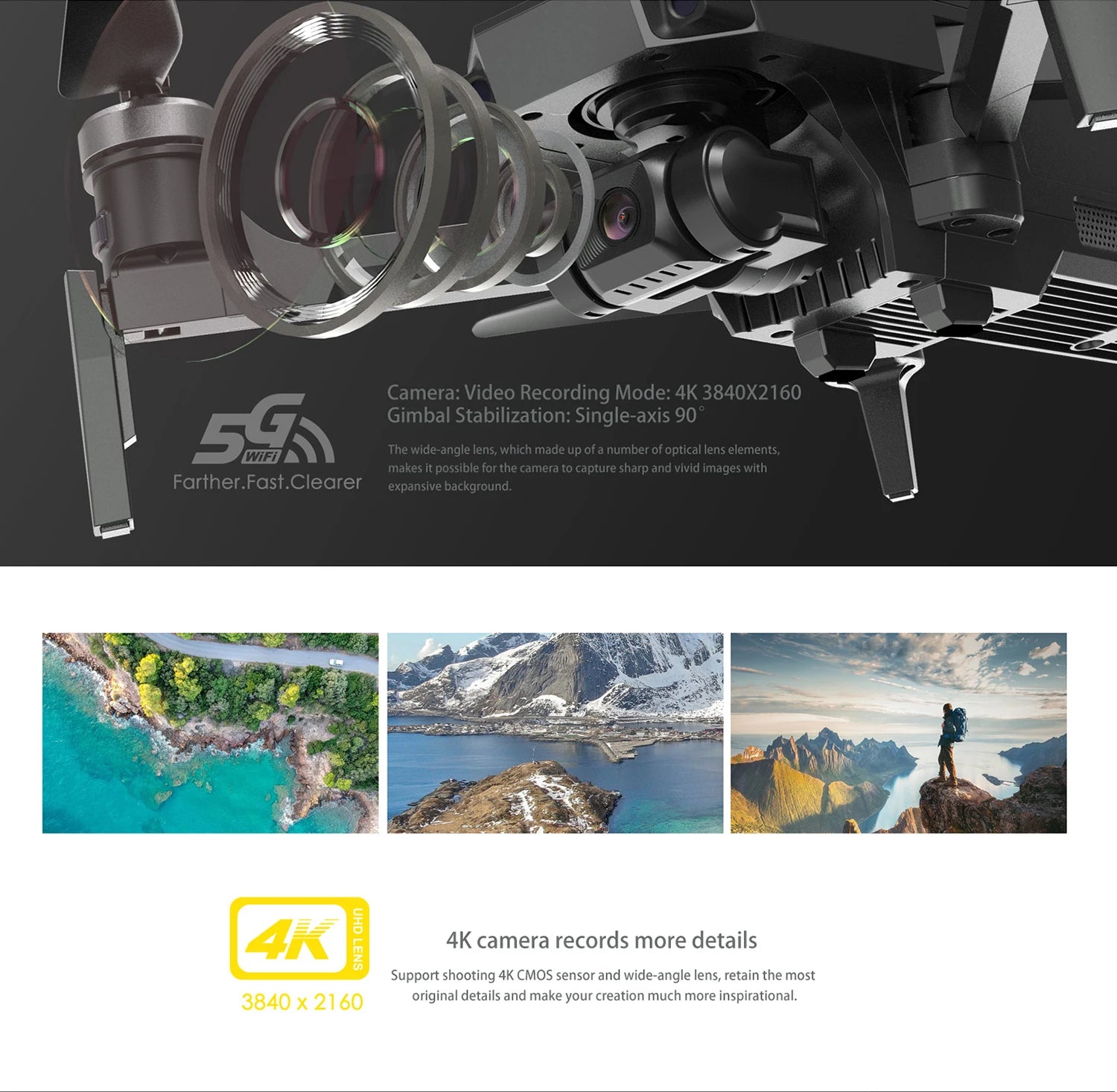 MJX Bug 16 Pro Drone - 3-Axis Gimbal 4K HD EIS Camera GPS Wifi FPV RC Quadcopter Brushless Motoe Foldable Profesional Dron Helicopter Professional Camera Drone 15 MJX Bug 16 Pro Drone, Camera: 4K 3840X2160 Gimbal Stabilization: Single-axi