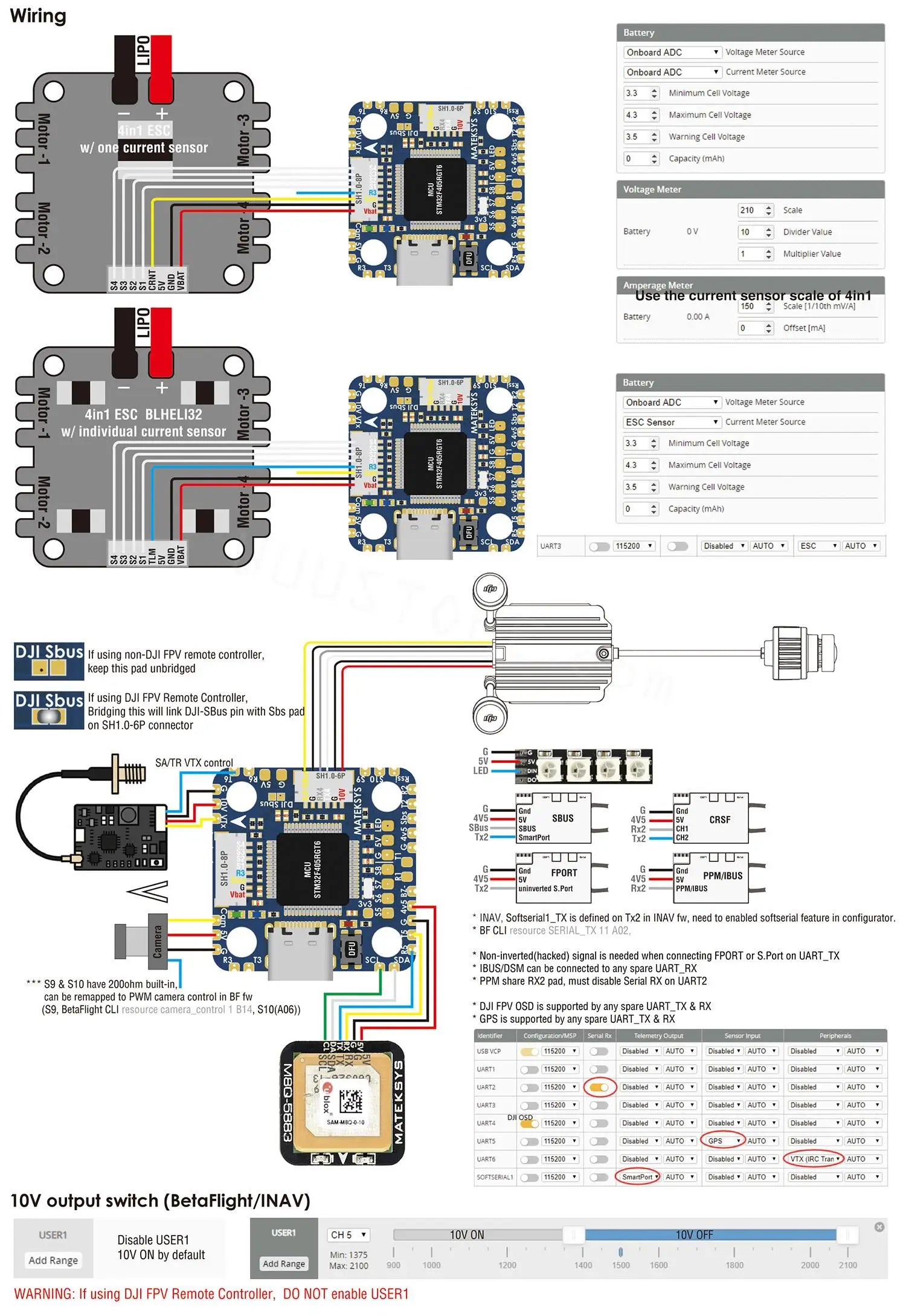 MATEK F405-MiniTE - 20X20mm 30X30mm MATEK F405-MiniTE OSD Baro Blackbox F405 Flight Controller ArduPilot INAV BetaFlight for RC FPV Airplane Drone 14 MATEK F405-MiniTE, if using non-DJI FPV remote controller, keep this pad unbridge