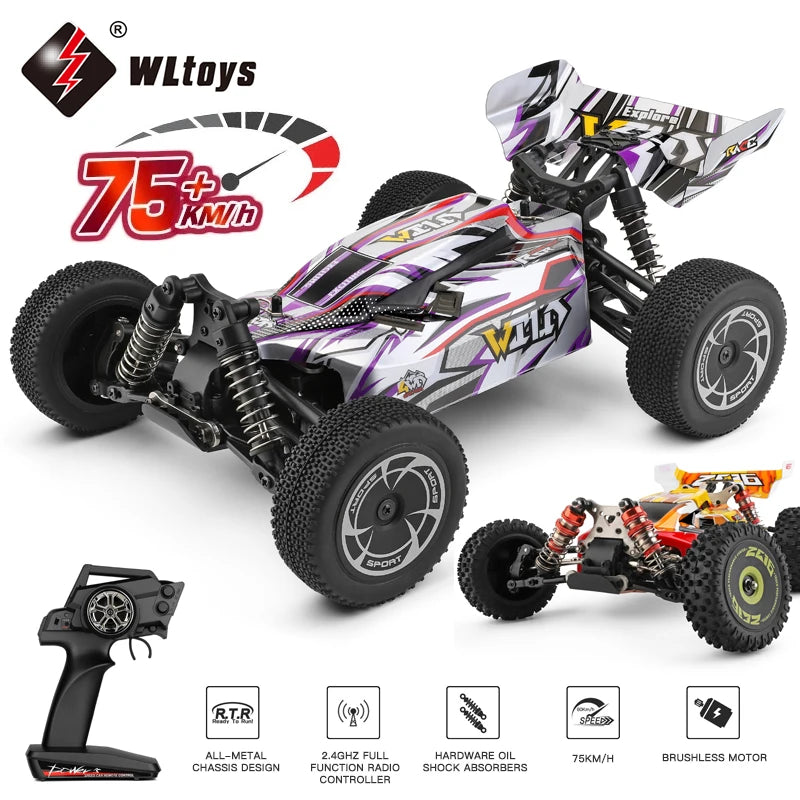 WLtoys 144016 Rc Bil 1/14 Offroad 4WD Driftingbil, 35KM/H Borstad Racing Buggy, 2.4G Fjärrkontroll, 7.4V 1500mAh, Klar att köra