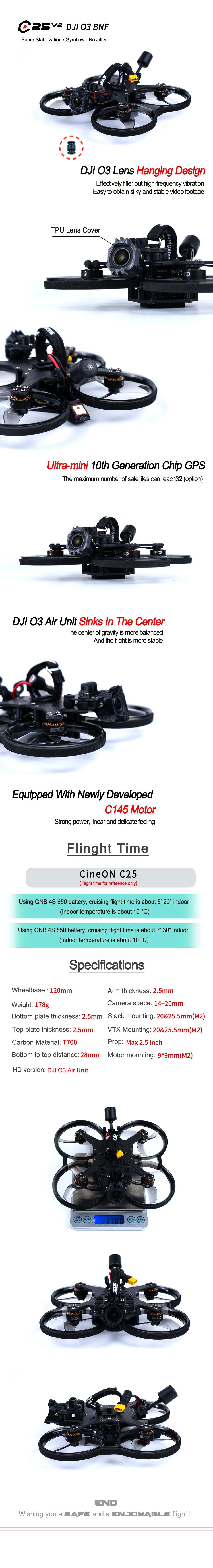 Axisflying CineON C25 V2, czSve DJI 03 BNF Super Stabilization / Gvroflow