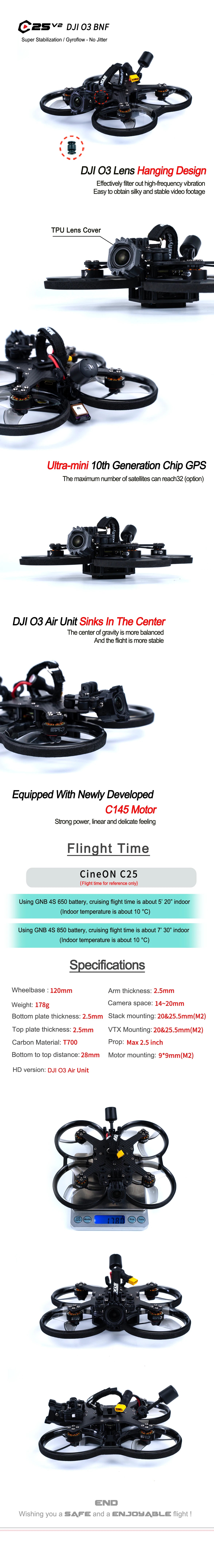 Axisflying CineON C25 V2 - 4S 2.5 inch Sub250g DJI O3 Air Unit FPV Drone 6 Axisflying CineON C25 V2, czSve DJI 03 BNF Super Stabilization / Gvroflow