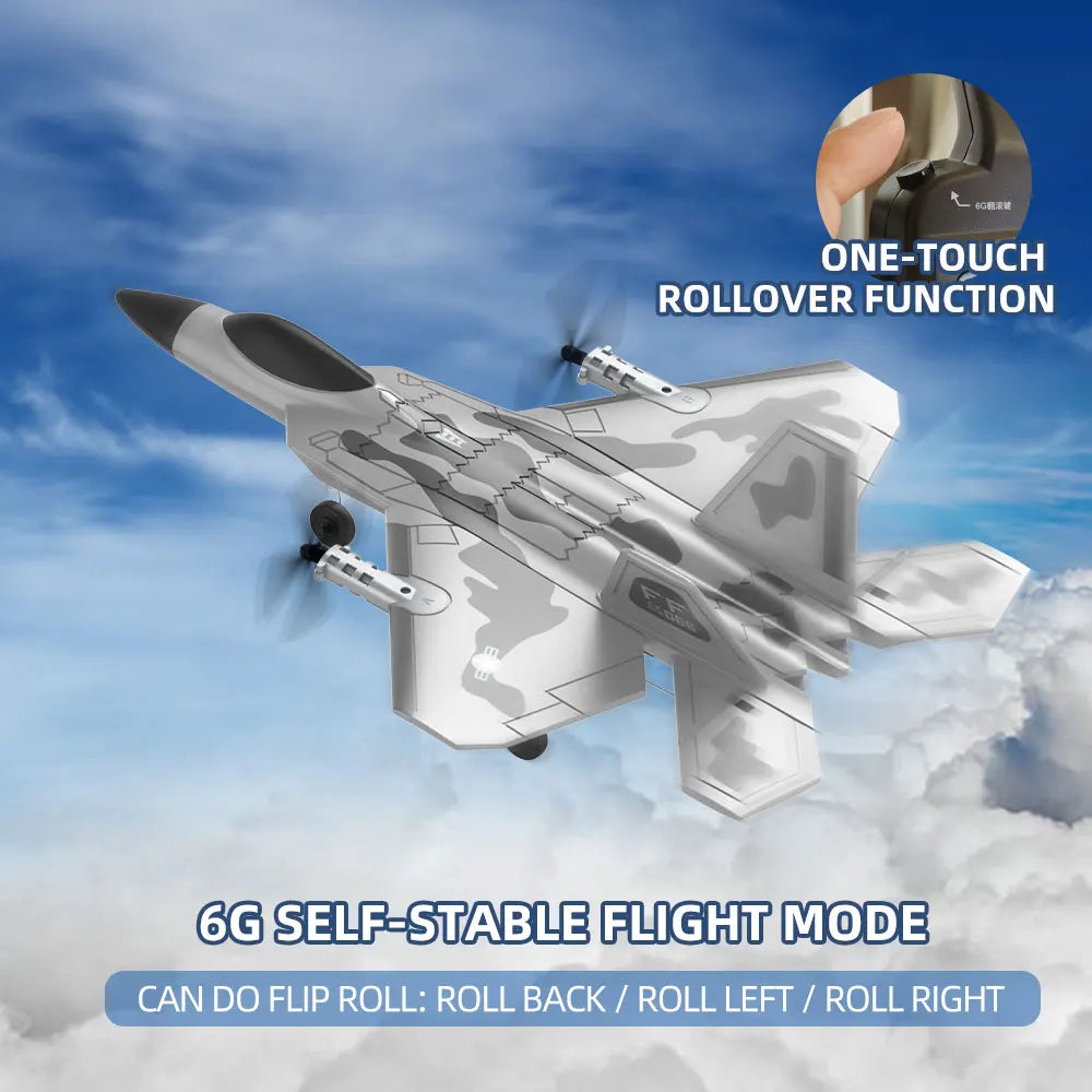 BM16 F22  RC Foam Plane, igmalr ONE-TOUCH ROLLOVER FUNCTION 6GSELF