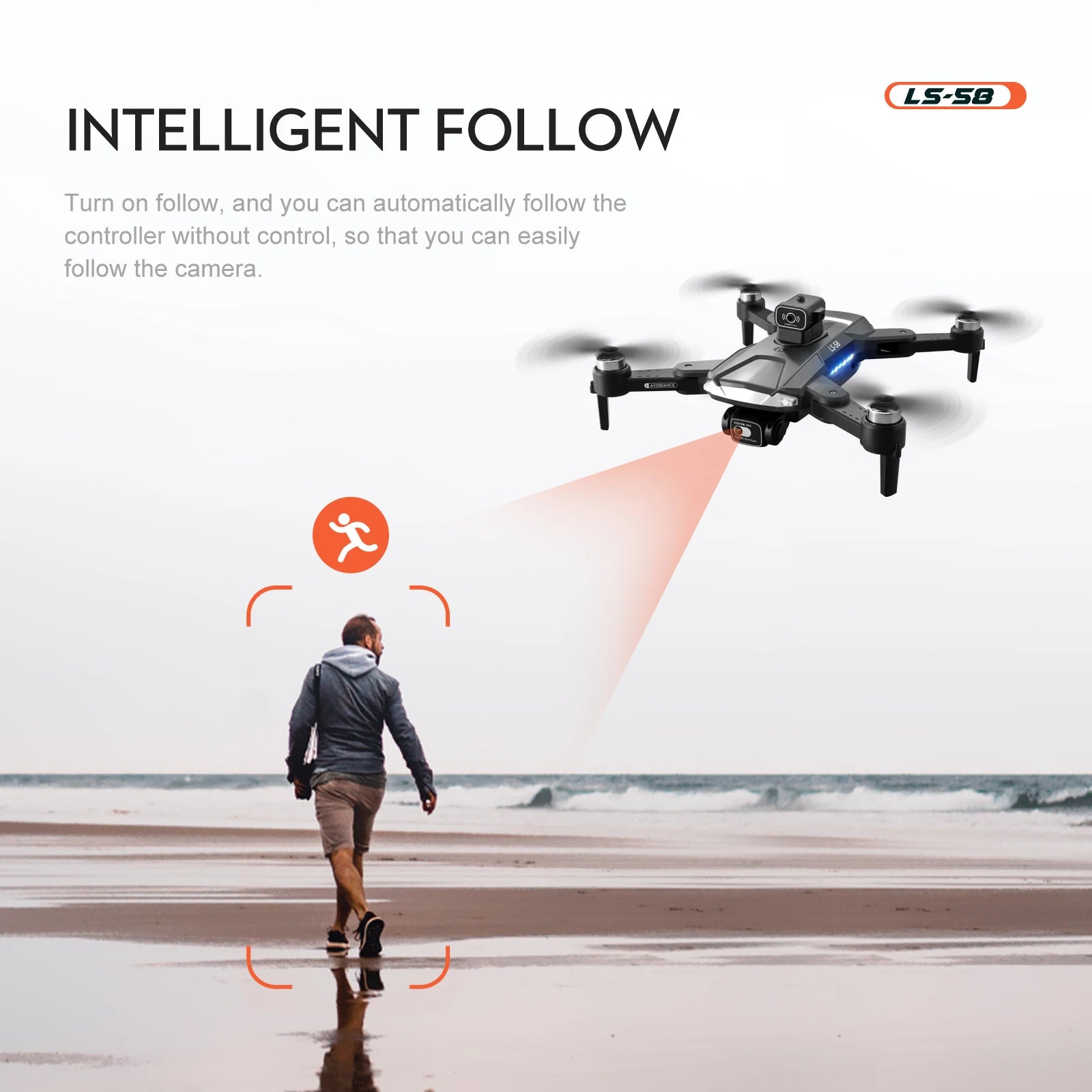 LS58 Drone - 4K CameraFPV GPS 5G WIFI Professional Foldable Quadcopter 1.2 KM Range Remote Control Helicopters Toy Gift 39 LS58 Drone, ls-5o intelligent follow turn on follow; and you can