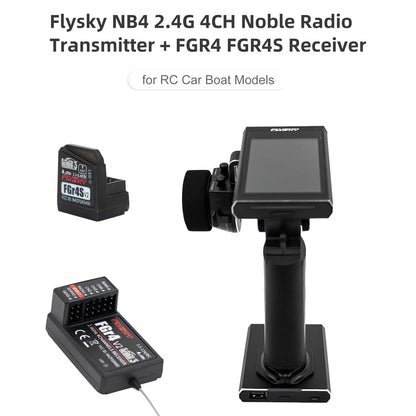 Flysky Noble NB4 2.4G 4CH Radio Transmitter - Remote Controller with FGR4 FGR4S Receiver AFHDS 3 Protocol for RC Car Boat Models