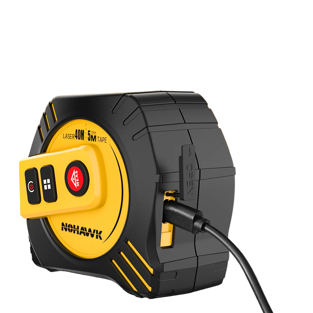 Nohawk T2 2-in-1 Laser Tape Measure, 40m/80m Laser Distance Meter, 5M (16 ft) Steel Tape, USB Rechargeable, LCD