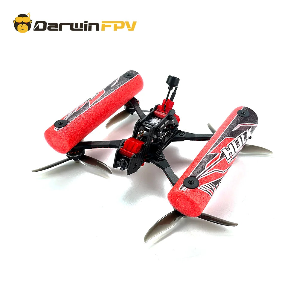 DarwinFPV HULK Cinematic FPV Drone - 5 Inch Quadcopters 45A 3-6S AIO 5.8G 40CH 25mW/200mW/400mW/600mW VTX 19 DarwinFPV HULK Cinematic FPV Drone, the ingenious design of the floating foams make the drone can flip automatically when it falls