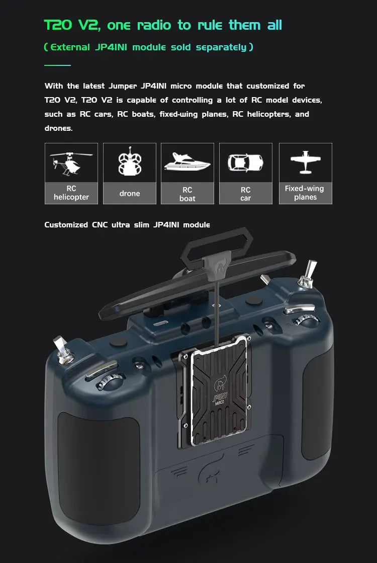 Jumper T20S T20 V2 - 2.4G 915MHz 1W RDC90 HALL VS-M Full Size Radio Remote Control Edgetx ELRS 22 Jumper T20S T20 V2