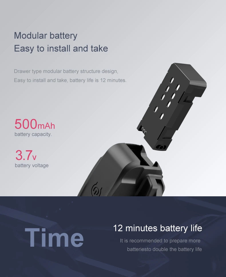 KBDFA XT6 Mini Drone, 50omah battery capacity: 3.7v battery voltage 12