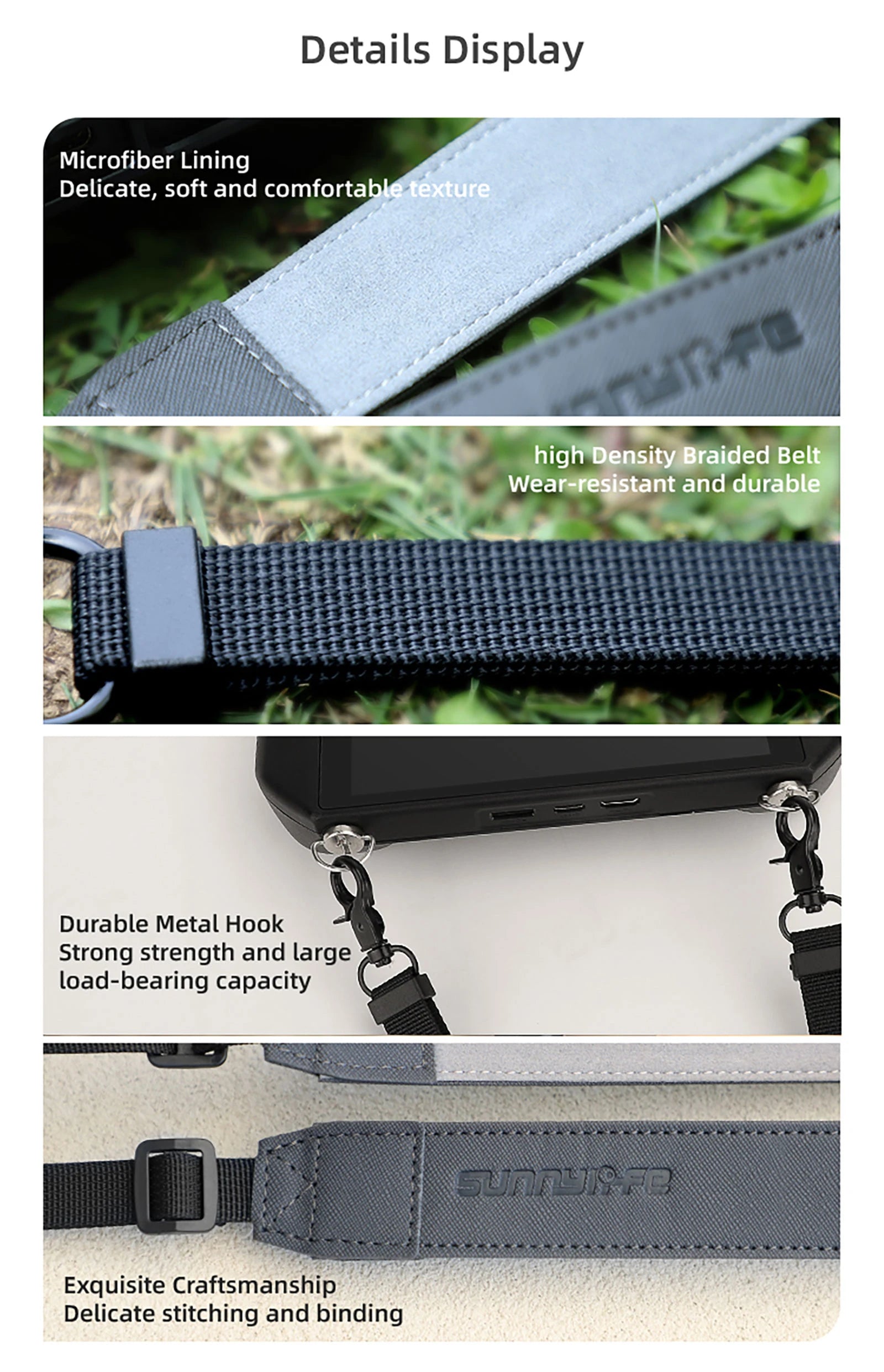 Lanyard For DJI RC/RC 2/RC Pro/Smart Controller, Details Display Microfiber Lining Delicate, soft and comfortablertexture high Density