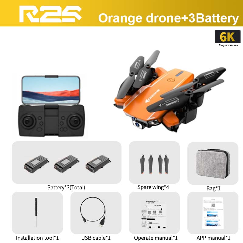 R2S Drone, RZS Orange drone+3Battery_ 6K Sin