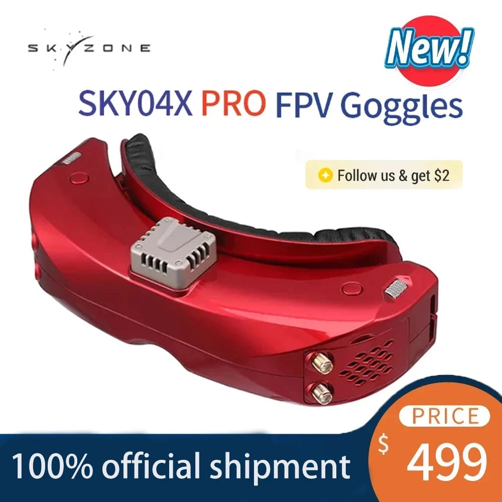 Skyzone Sky04x Pro FPV Goggles - 5.8G 48CH Steadyview Receiver 1920X1080 HD OLED DVR Head Tracker