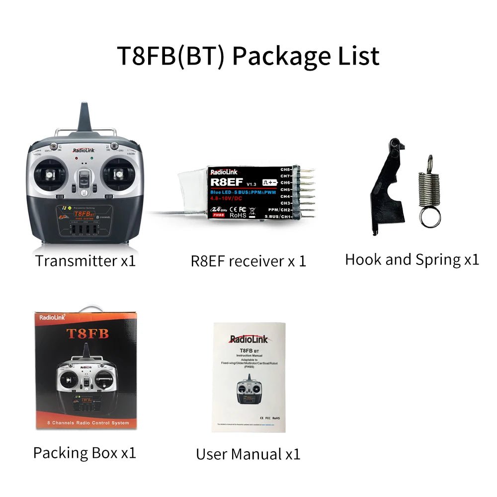 T8FB(BT) Package List Radiolink RadioLink R8EF Led $ B