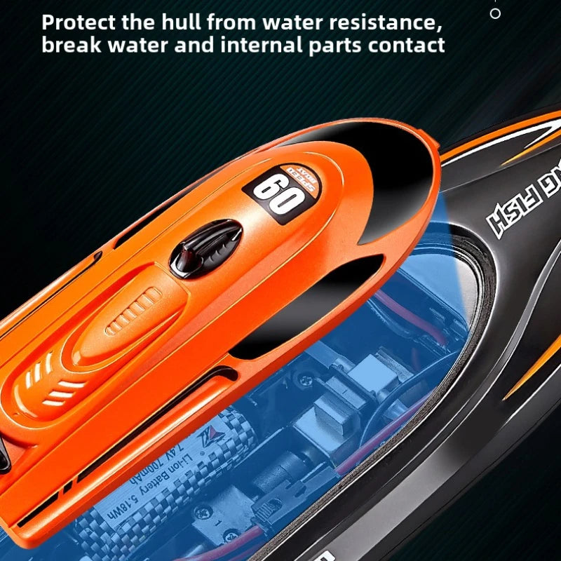 Children 2.4GHz RC Boat, High-speed RC boat with 2.4GHz remote control and water resistance protection