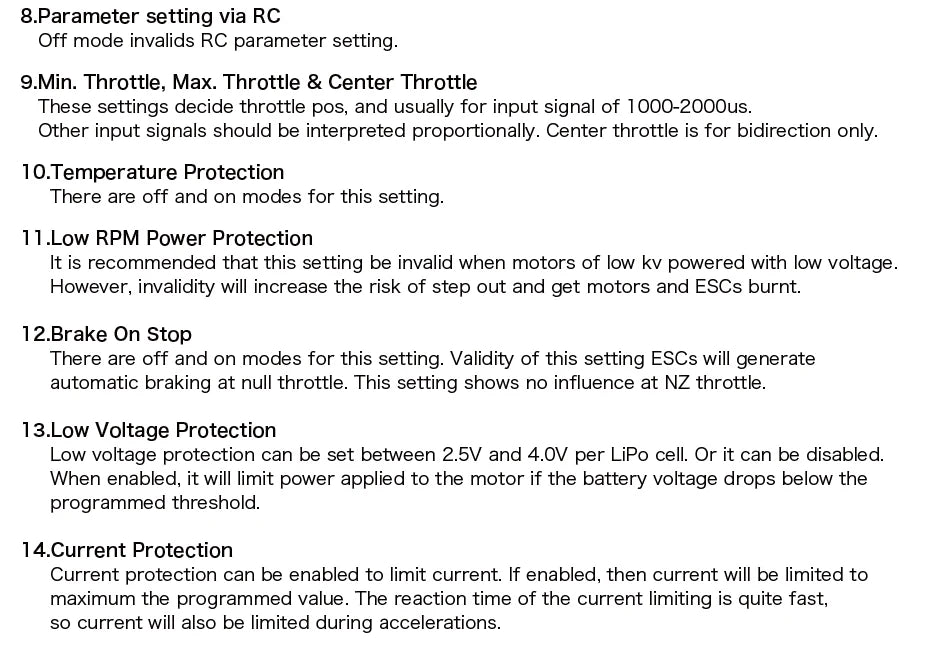 T-Motor F55A PROⅡ 6S 4IN1 LED 32bit ESC, invalid setting will increase the risk of step out and get motors and ESCs burnt