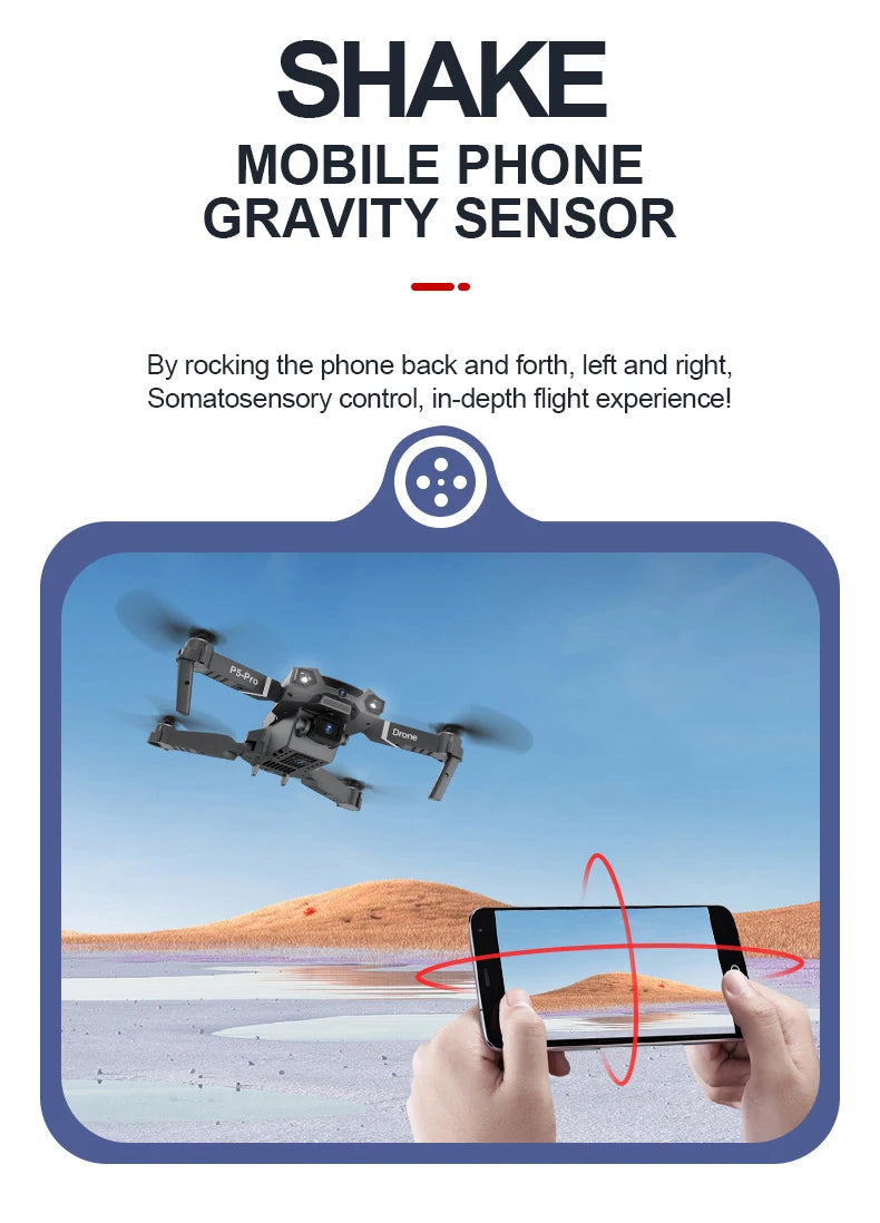P5 Pro Drone, shake mobile phone gravity sensor by rocking the phone back and forth 