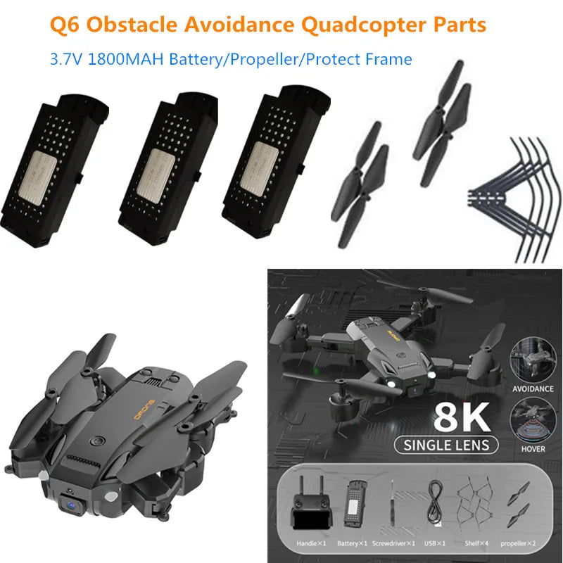 Q6 Drone Battery, Q6 Obstacle Avoidance Quadcopter Parts 3.7V 1800MAH Battery