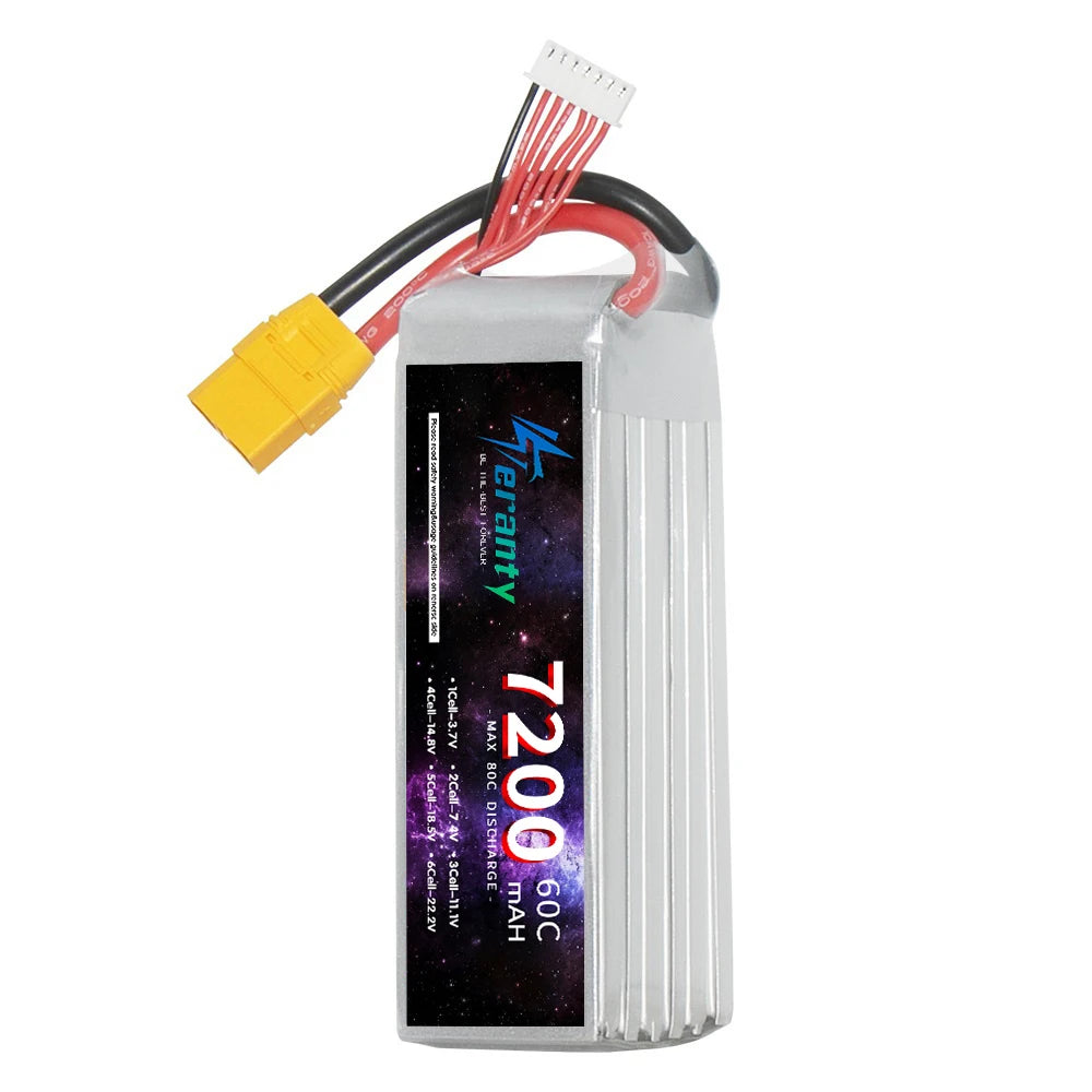 TERANTY 6S 22.2V 7200mAh 60C Lipo Battery for RC FPV Drones With Deans T XT90 EC5 XT60 Connector