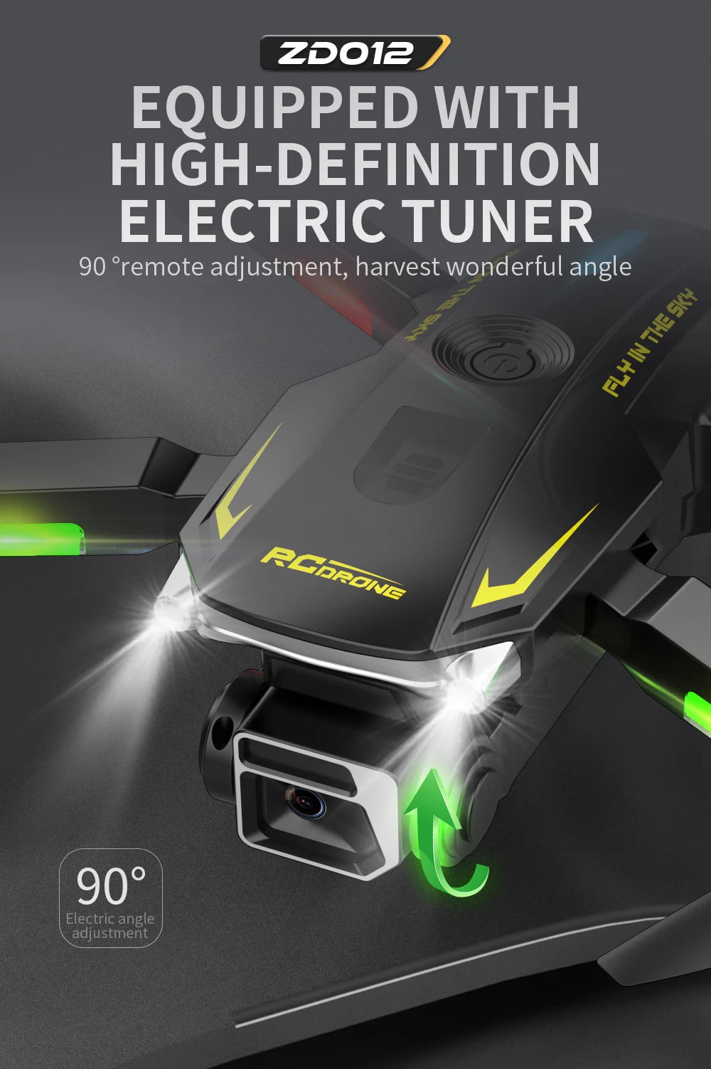 The ZD012 Drone features a high-definition electric tuner for remote adjustments and angle harvesting.