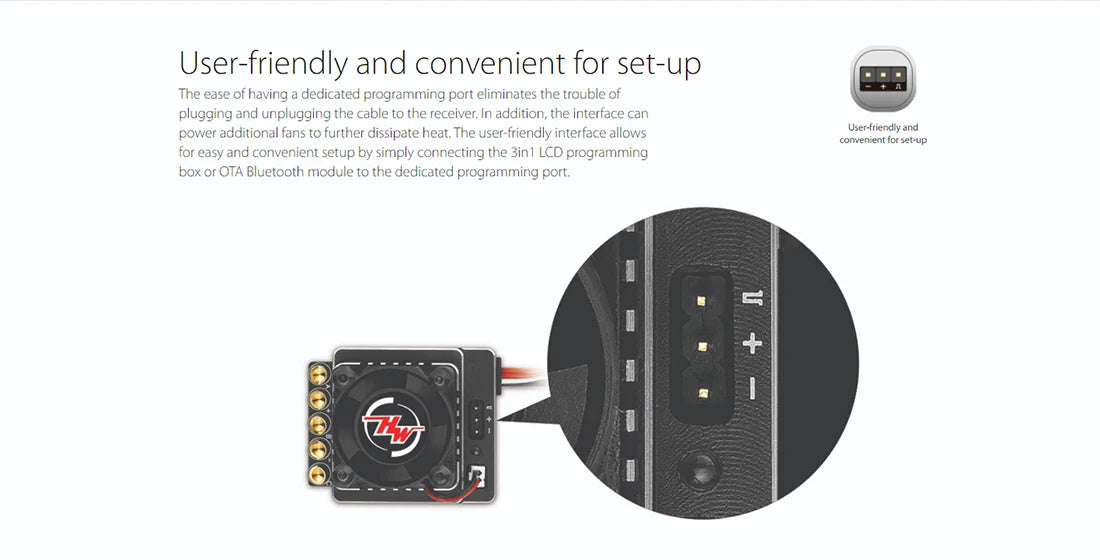 HOBBYWING XERUN XR10 JUSTOCK G3 60A ESC, the user-friendly interface allows user-friend Y and con enientici s