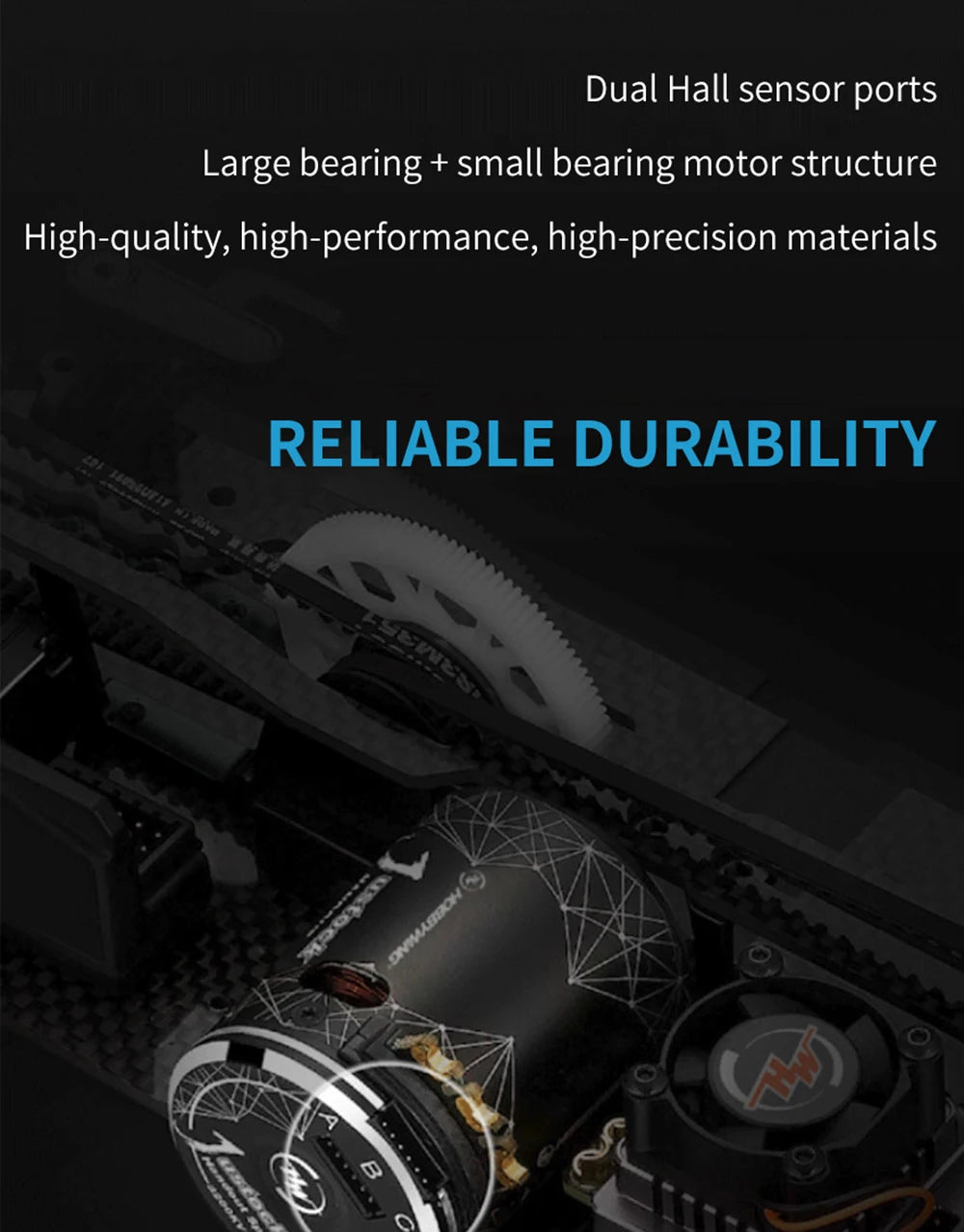 HOBBYWING XERUN XR10 Justock G3, Dual Hall sensor ports Large bearing + small bearing motor structure High-quality, high-performance,
