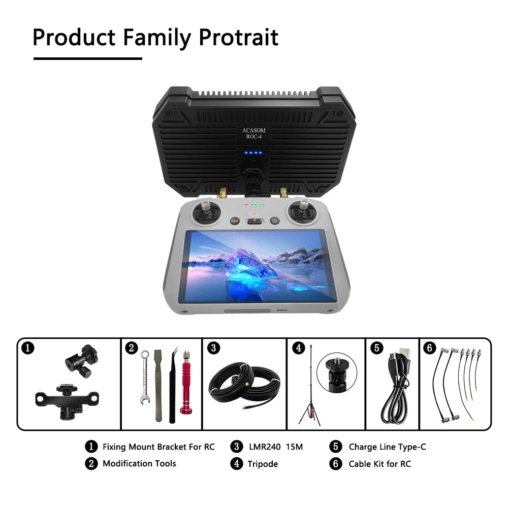 2.4G/5.8G 10W 8000mAh Dual-band Signal Booster Antenna Range Extender Remote for DJI Mavic 3, 3T, Matrix and Autel quadcopters 19 ACASOM POC 4 Fixing Mount Bracket For RC LMR24O