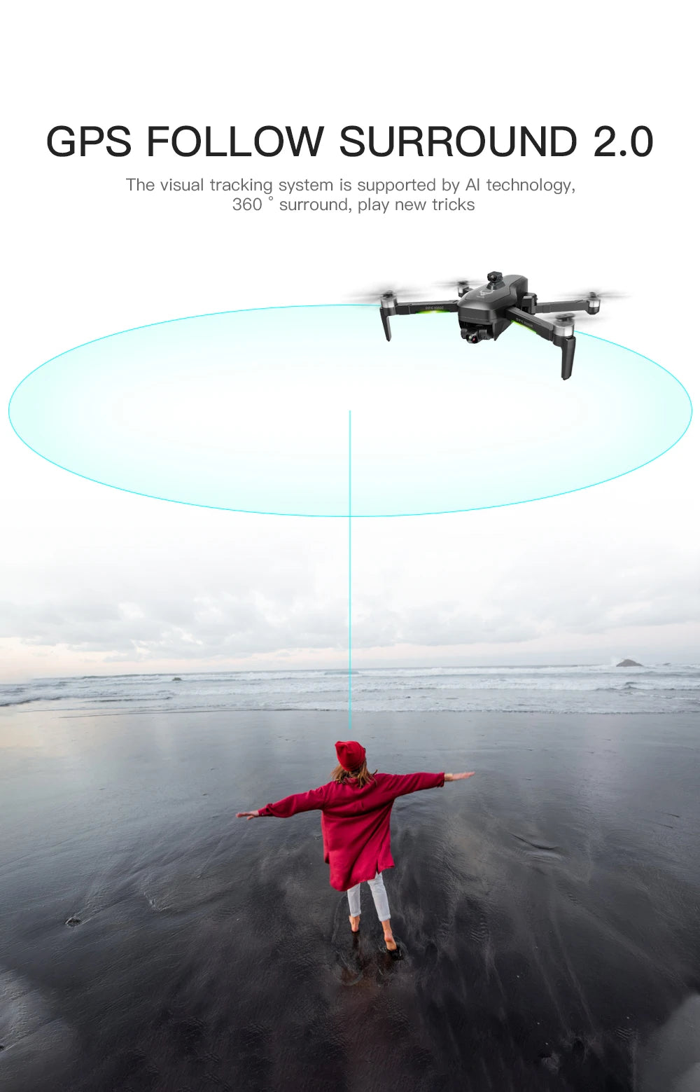 HGIYI SG906 MAX2  Drone, GPS FOLLOW SURROUND 2.0 The visual tracking system is supported by Al technology;