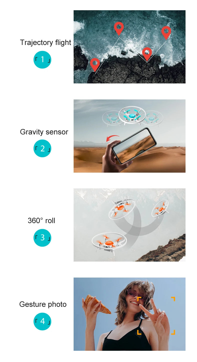 4DRC V5 Mini Drone, trajectory flight gravity sensor 2 3605 roll 3 gesture photo